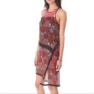 Helmut Lang Red Floral Mesh Dress